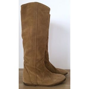 FABIO RUSCONI Italy Leather Tan Suede Knee Boots